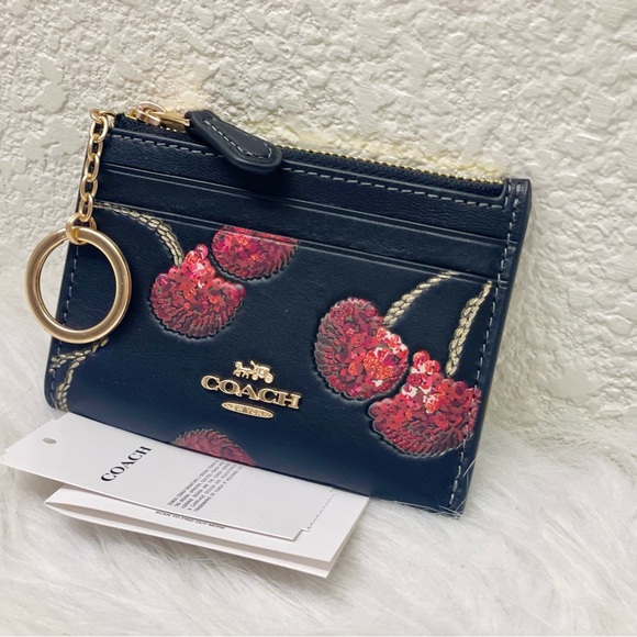 Coach Mini Skinny Id Case With Cherry Print NWT - Picture 2 of 9